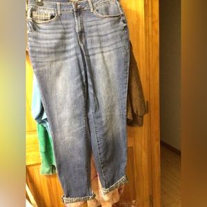 Judy Blue Grey Plaid Cuffed Slim Fit Jeans 14w